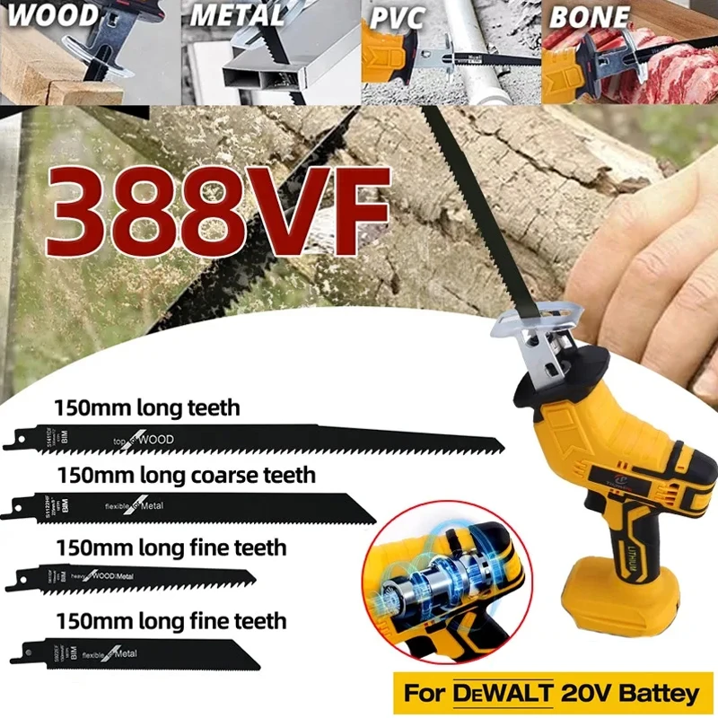 Cordless Reciprocating Saw For Dewalt 18V 20V Battery Electric Cutting Saber Saw Wood Metal Pipe Cutting Power Tools（No Battery）